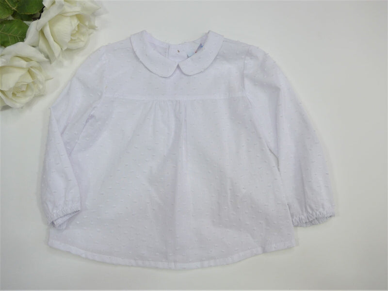 Camisa plumeti blanca cuello bebé