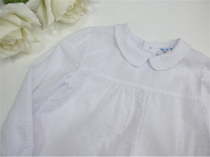 Camisa plumeti blanca cuello bebé