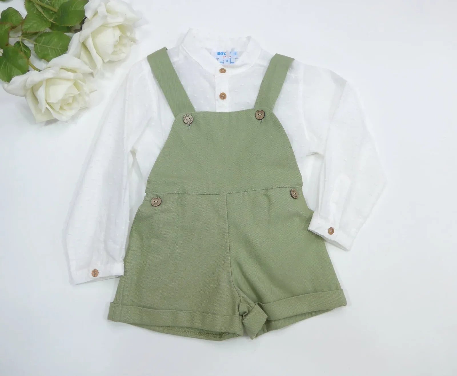 Peto verde oliva con botoncitos y bolsillos - PARDALETS