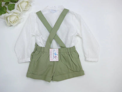 Peto verde oliva con botoncitos y bolsillos - PARDALETS