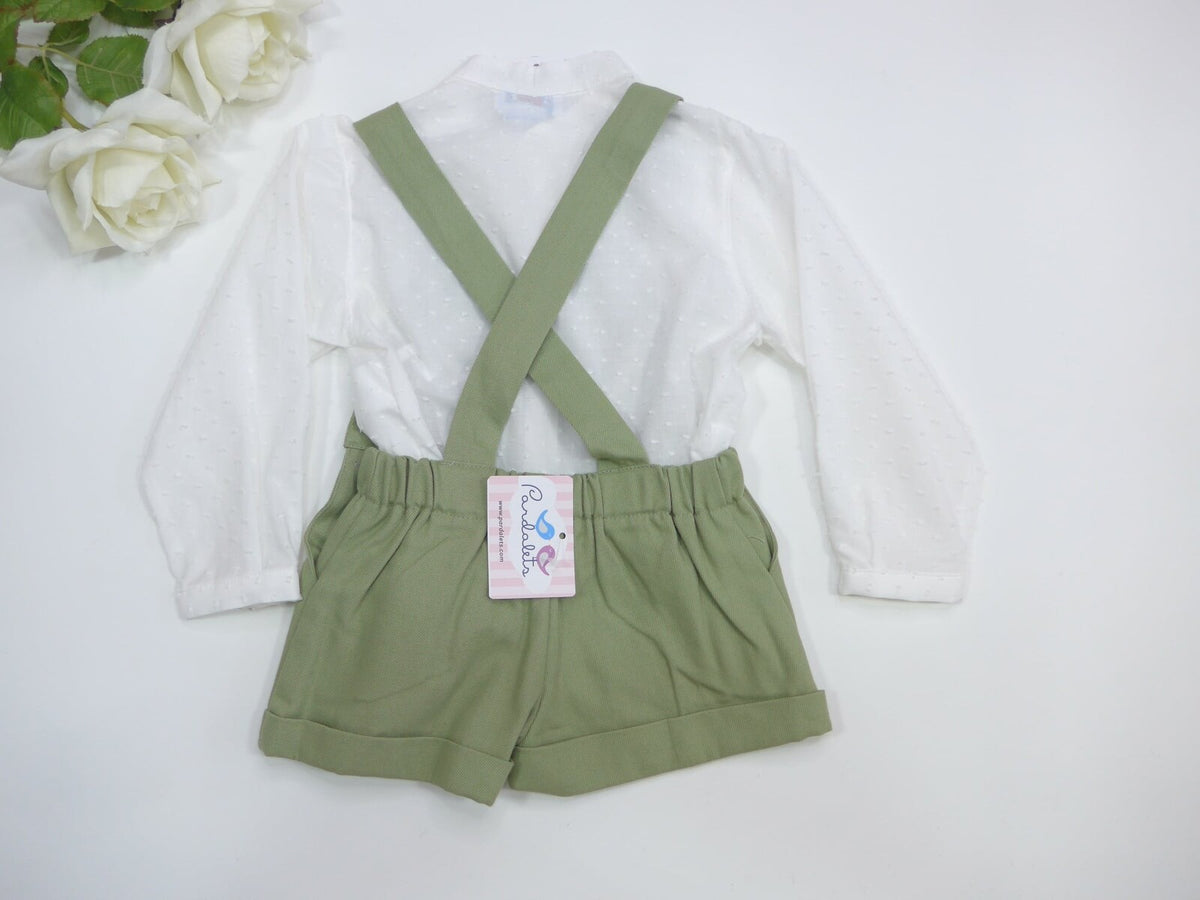 Camisa plumeti blanco roto cuello maho y botoncitos madera