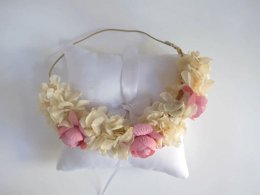 Corona flores beige y rosita - PARDALETS