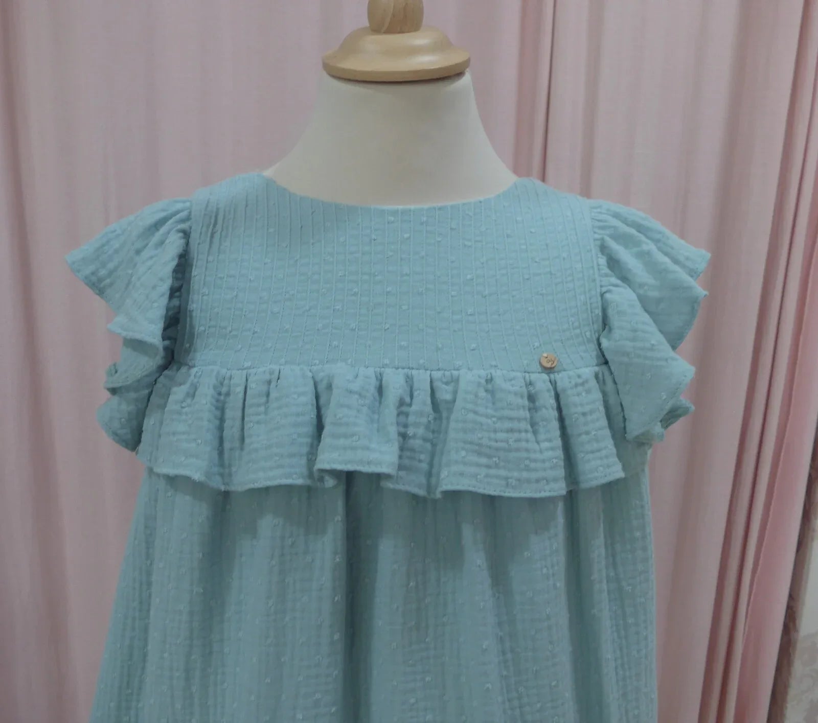 Vestido de gasa doble verde agua "Cleopatra" - PARDALETS