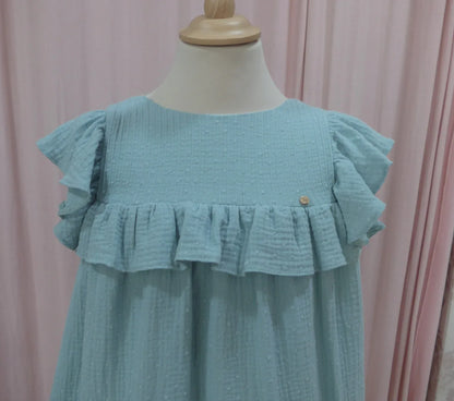 Vestido de gasa doble verde agua "Cleopatra" - PARDALETS