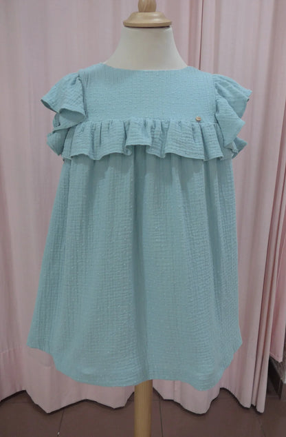 Vestido de gasa doble verde agua "Cleopatra" - PARDALETS