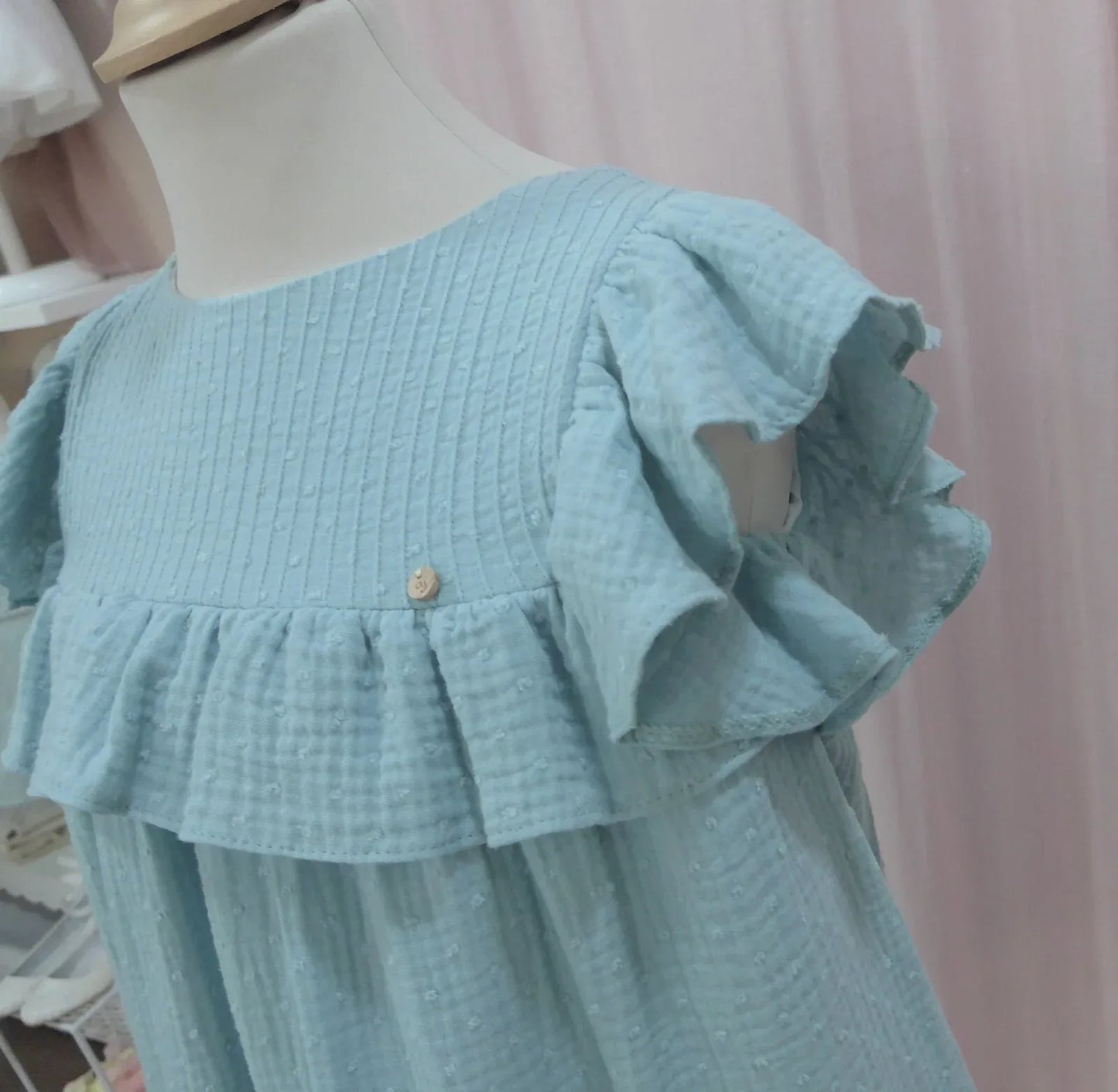 Vestido de gasa doble verde agua "Cleopatra" - PARDALETS