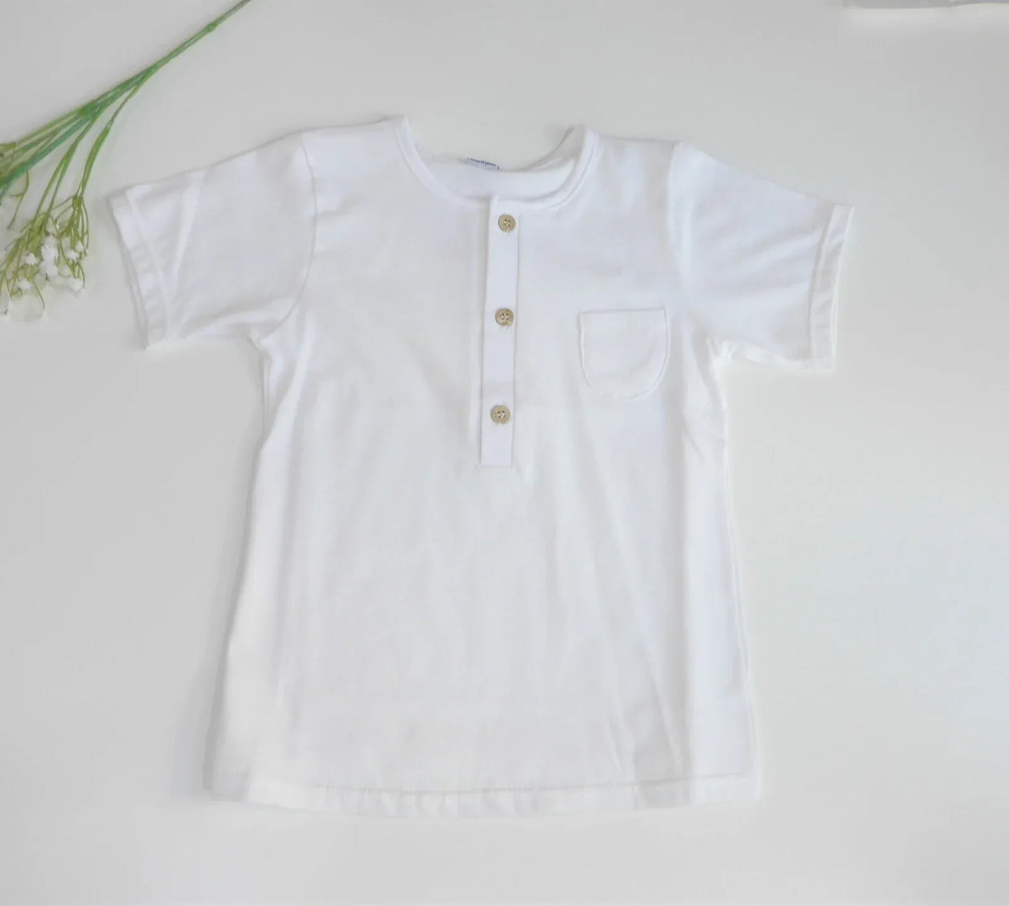 Camiseta blanca manga corta con tapeta - PARDALETS