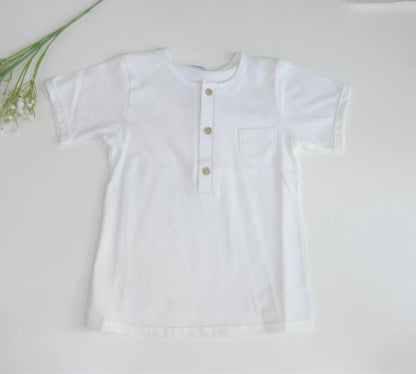 Camiseta blanca manga corta con tapeta - PARDALETS