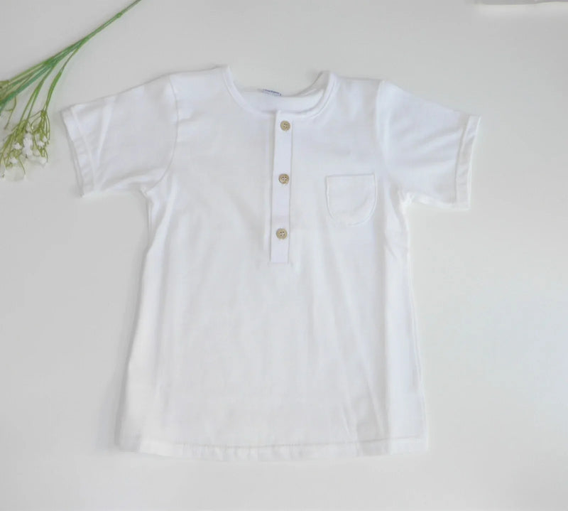 Camiseta blanca manga corta con tapeta - PARDALETS