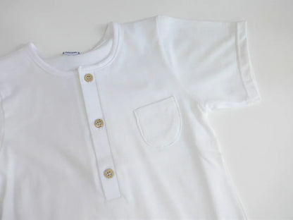 Camiseta blanca manga corta con tapeta - PARDALETS