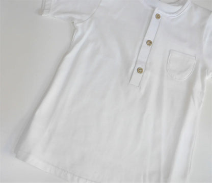 Camiseta blanca manga corta con tapeta - PARDALETS
