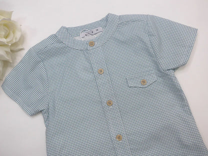 Conjunto camisa microvichy verde y short lino verde - PARDALETS