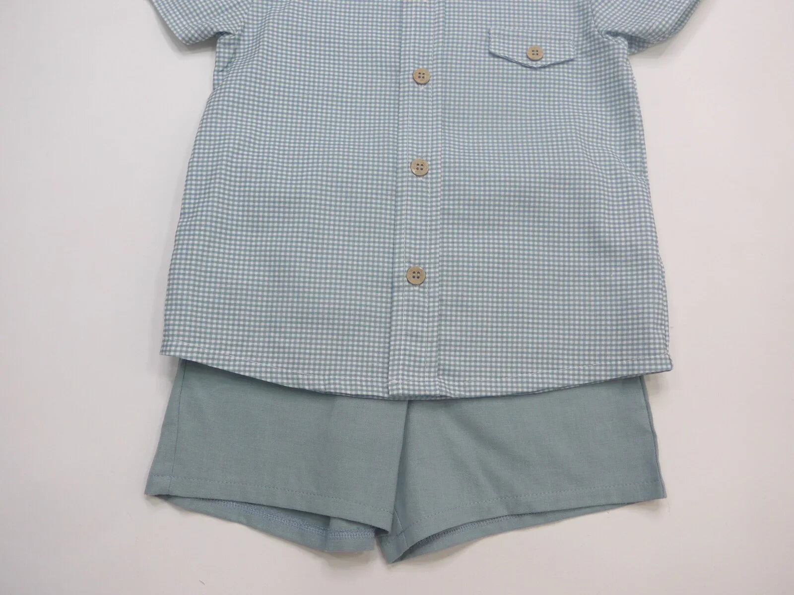 Conjunto camisa microvichy verde y short lino verde - PARDALETS
