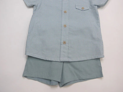 Conjunto camisa microvichy verde y short lino verde - PARDALETS