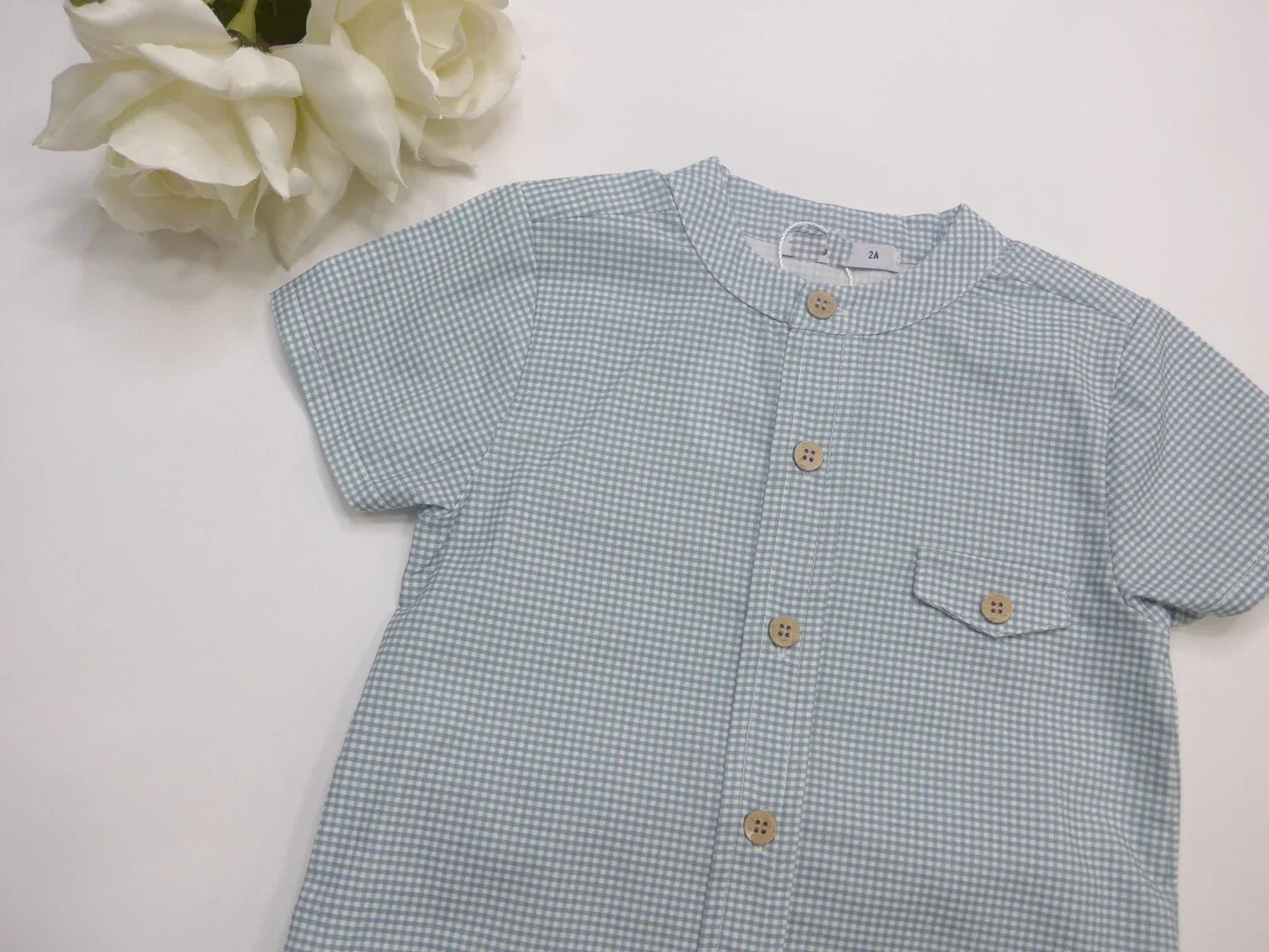 Conjunto camisa microvichy verde y short lino verde - PARDALETS