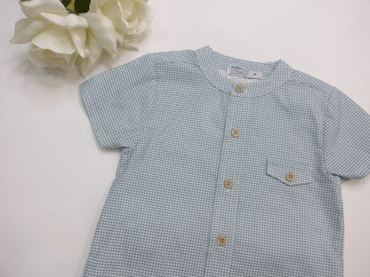 Conjunto camisa microvichy verde y short lino verde - PARDALETS