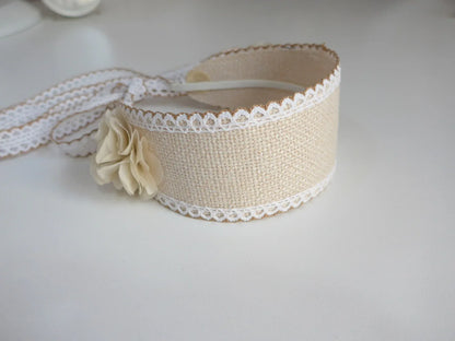 Capota beig con tira bicolor para atar - PARDALETS