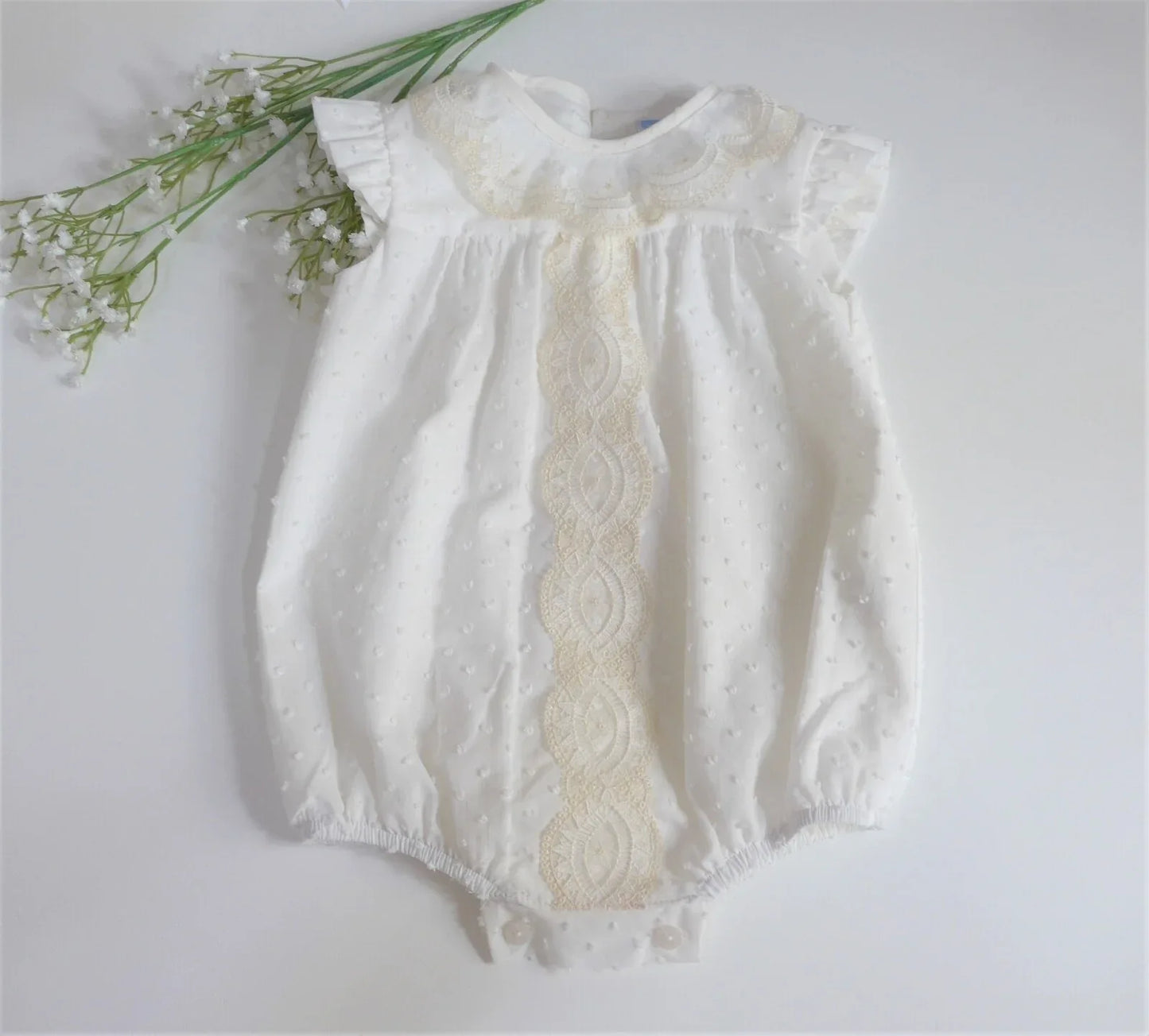 Pelele plumeti beig con cuello puntilla - PARDALETS