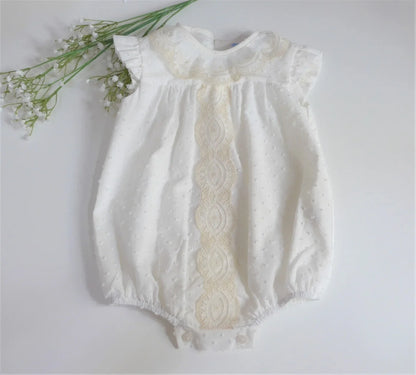 Pelele plumeti beig con cuello puntilla - PARDALETS