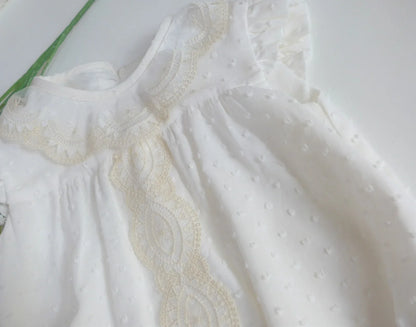 Pelele plumeti beig con cuello puntilla - PARDALETS