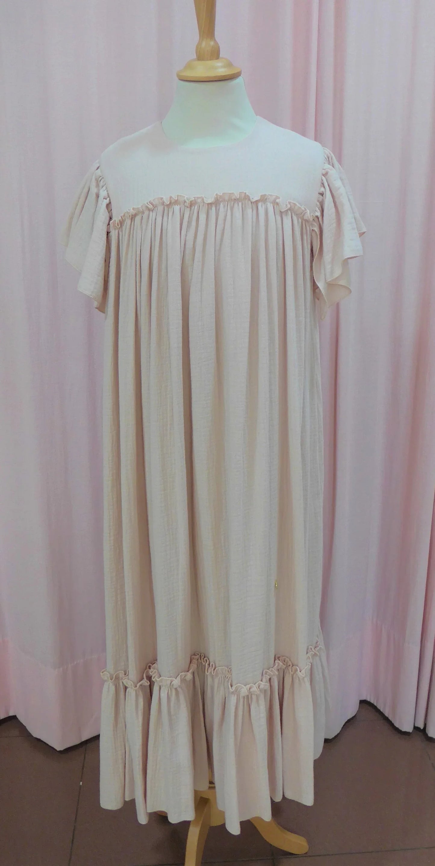 Vestido gasa rosa nude largo - PARDALETS