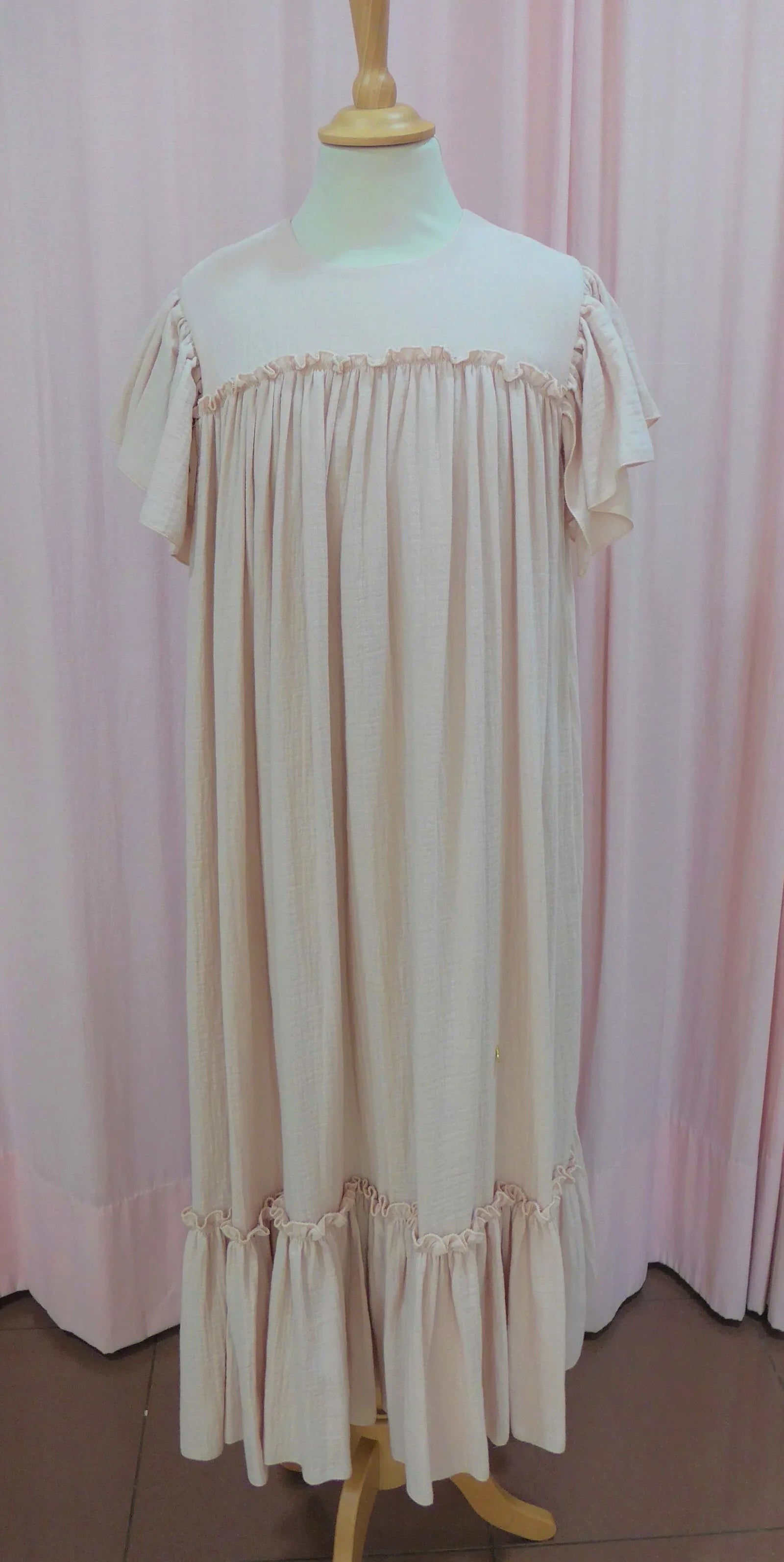 Vestido gasa rosa nude largo - PARDALETS