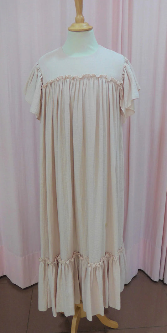 Vestido gasa rosa nude largo - PARDALETS