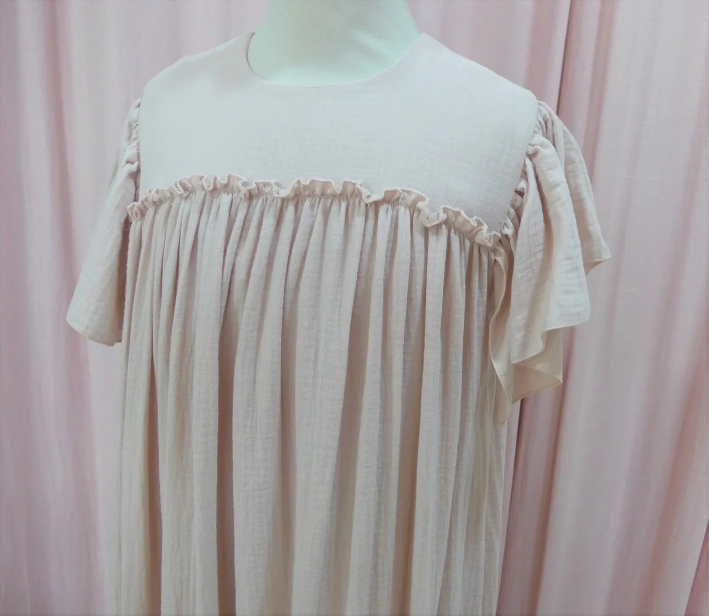 Vestido gasa rosa nude largo - PARDALETS