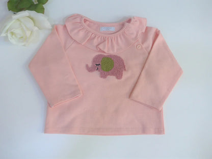 Sudadera algodon salmon dibujo elefantita - PARDALETS