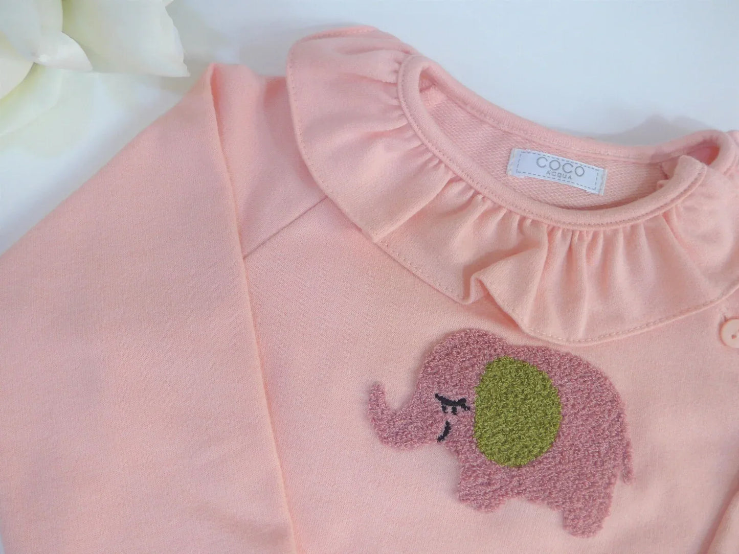 Sudadera algodon salmon dibujo elefantita - PARDALETS