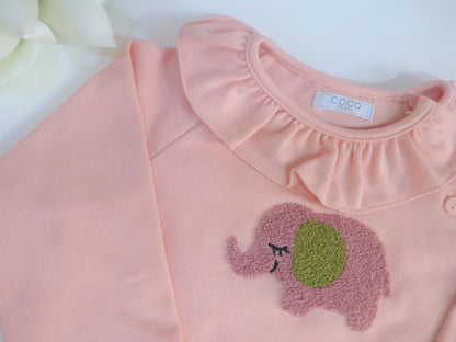 Sudadera algodon salmon dibujo elefantita - PARDALETS