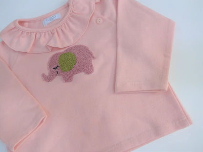 Sudadera algodon salmon dibujo elefantita - PARDALETS