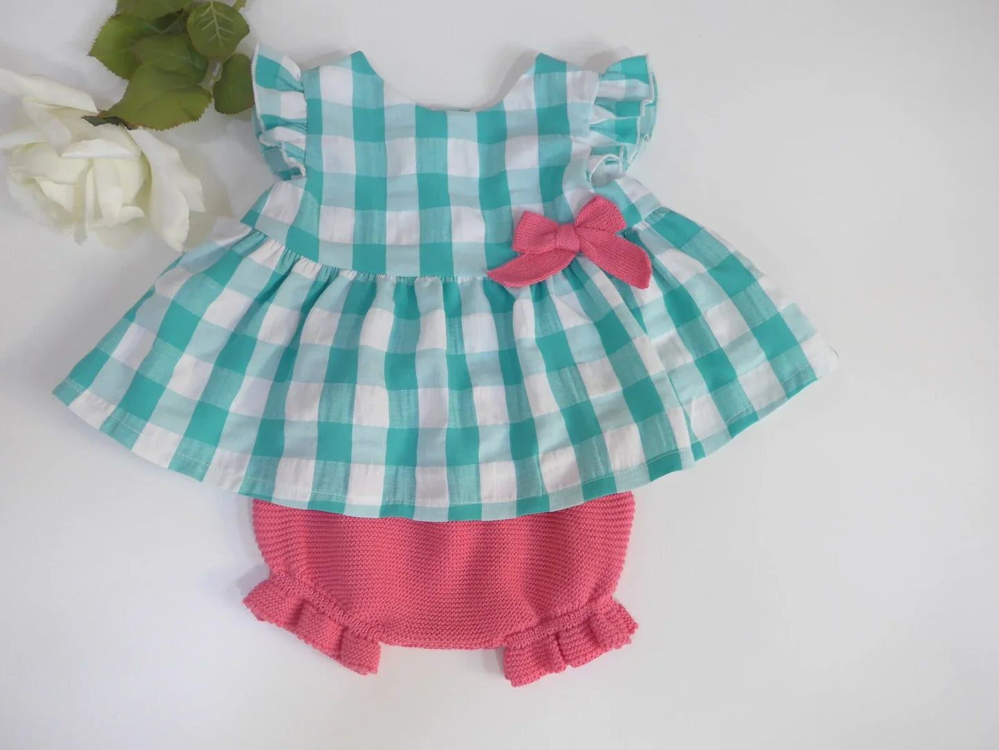 Jesusito vichy verde y culote fucsia - PARDALETS