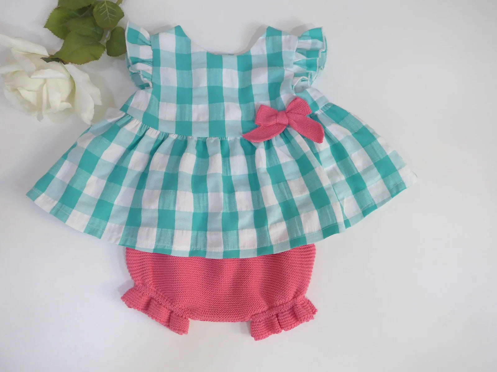 Jesusito vichy verde y culote fucsia - PARDALETS