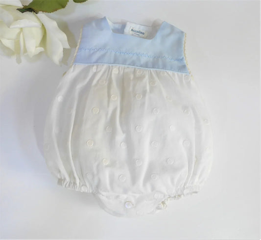 Pelele topitos blancos y celeste - PARDALETS