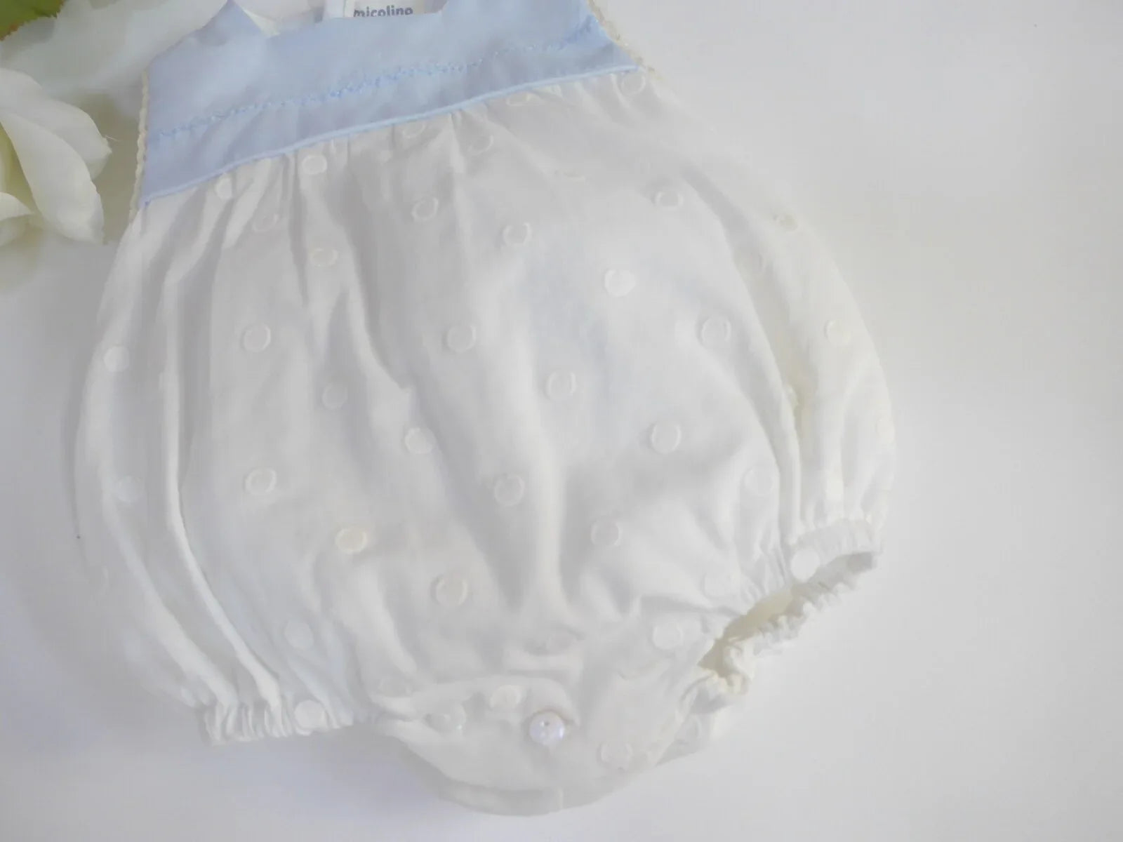 Pelele topitos blancos y celeste - PARDALETS