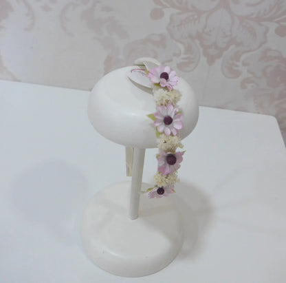 Diadema beig con flores rosas - PARDALETS
