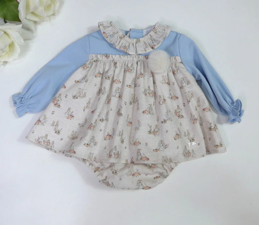 Jesusito celeste y estampado conejitos "Trineo" - PARDALETS