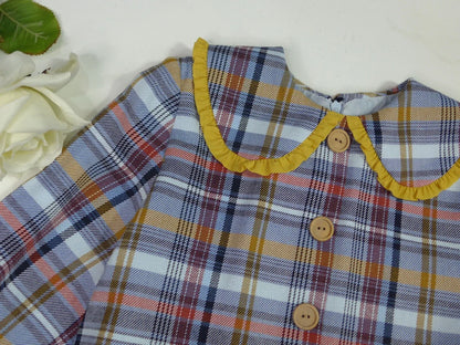 Vestido cuadros azules y mostaza "Enero" - PARDALETS