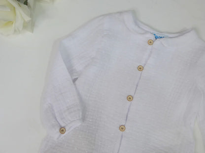 Conjunto rana con estampado de jirafas y camisa blanca - PARDALETS