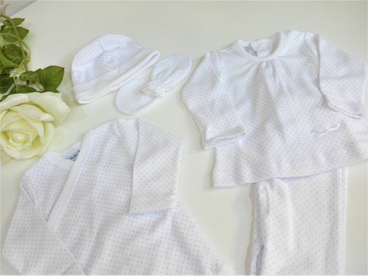 Pack primera puesta topitos azules