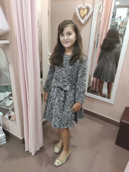 Vestido de punto con vuelo blanco y negro - PARDALETS