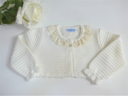 Chaqueta beig con puntilla en el cuello - PARDALETS
