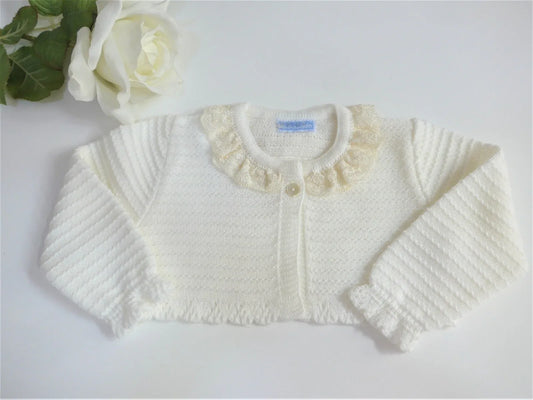 Chaqueta beig con puntilla en el cuello - PARDALETS