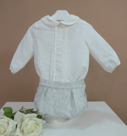 Conjunto camisa y bombacho brocado verde - PARDALETS