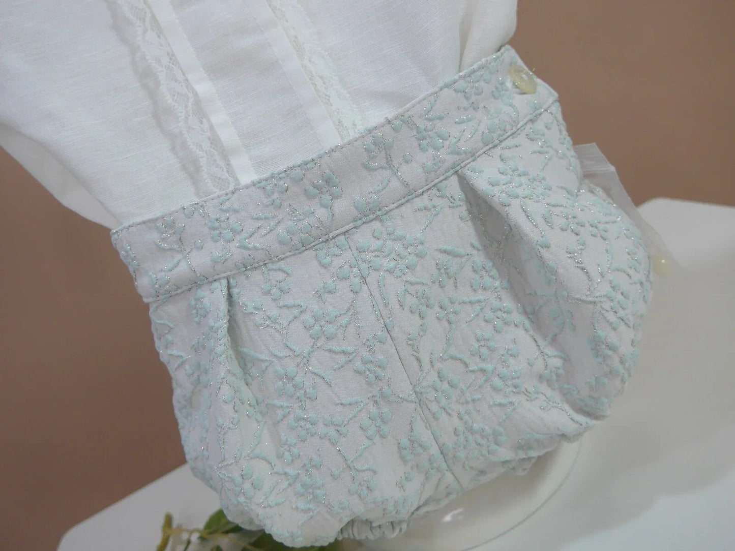 Conjunto camisa y bombacho brocado verde - PARDALETS