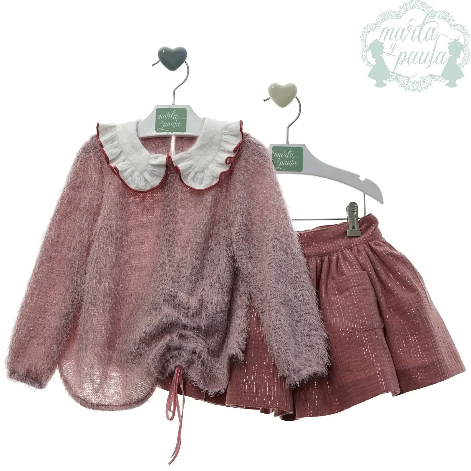 Conjunto jersey pelo rosa y falda "Alegria" - PARDALETS