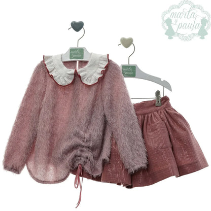 Conjunto jersey pelo rosa y falda "Alegria" - PARDALETS