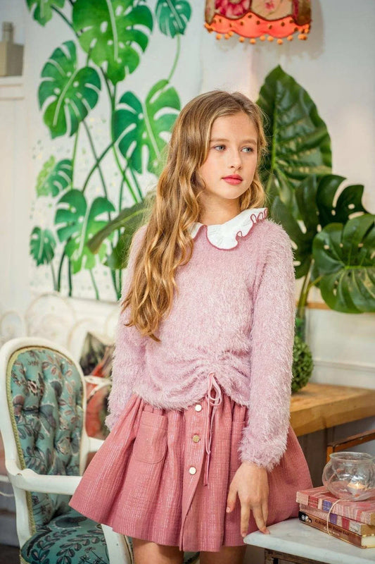 Conjunto jersey pelo rosa y falda "Alegria" - PARDALETS