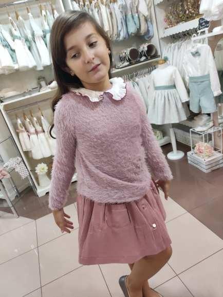 Conjunto jersey pelo rosa y falda "Alegria" - PARDALETS